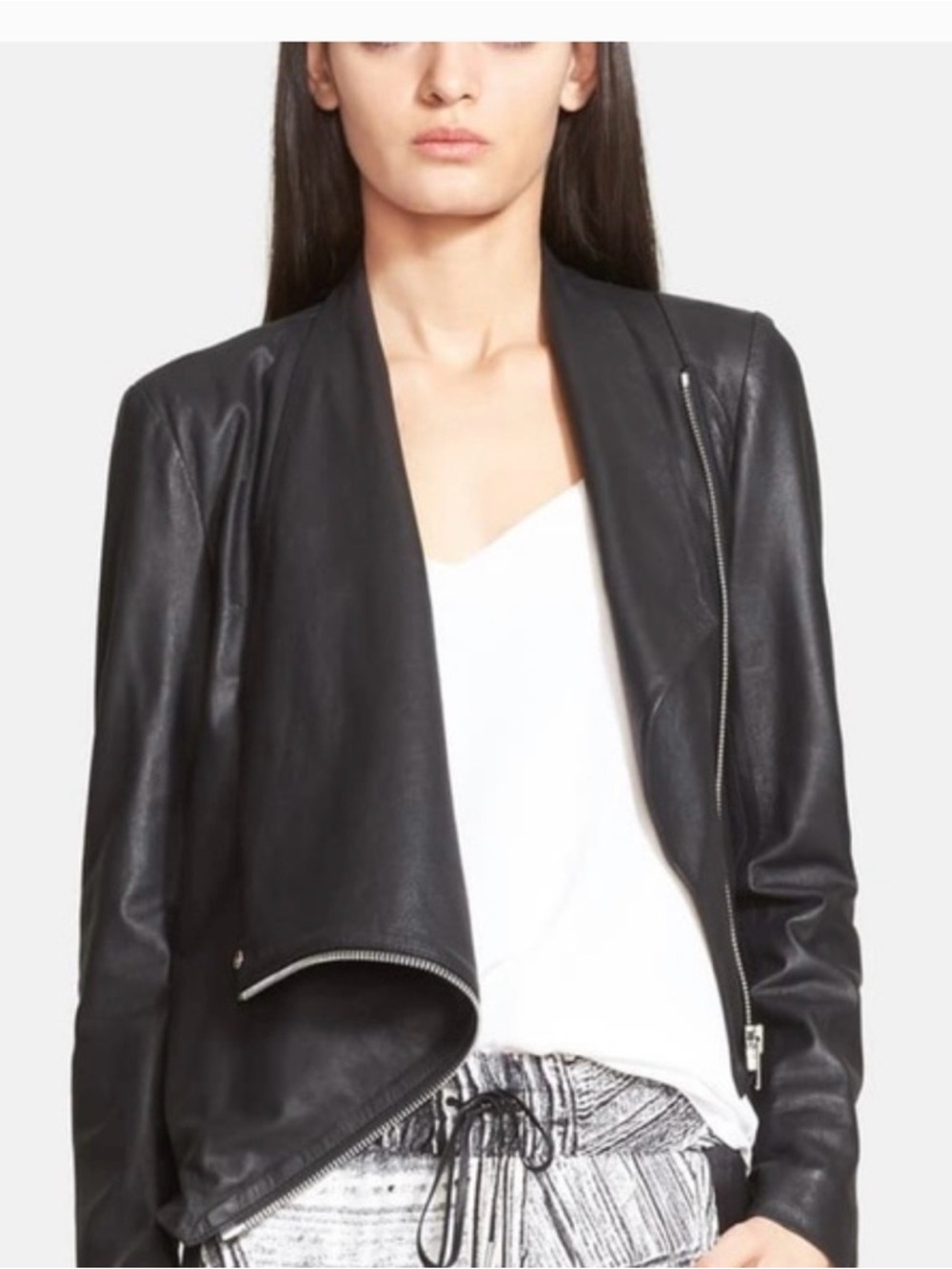 Helmut Lang Leather Asymmetric Zip Jacket